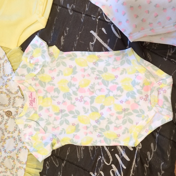 Little Lass 5 PC Multicolor Floral Dress w/Yellow Ruffle/4 Bodysuit 3/6 M - Picture 10 of 12